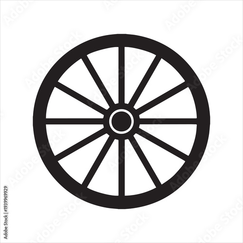 wagon wheel silhouette icon, wheel vector silhouette