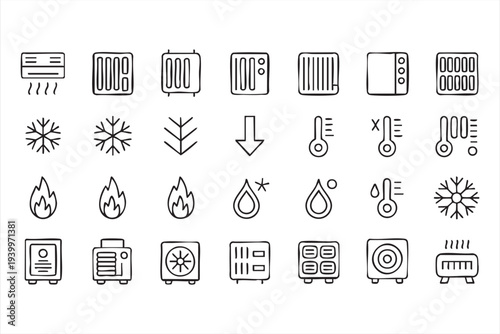 Heating Cooling and Ventilation Equipment Minimal Outline Icons