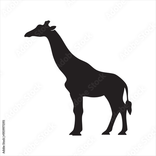 WebAfrican safari animal profile in solid black. Minimalist vector art showing exotic wildlife mammal from savanna region for graphic design.
