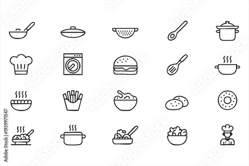 Home Interior Design Symbols with Furniture and Decoration Icons