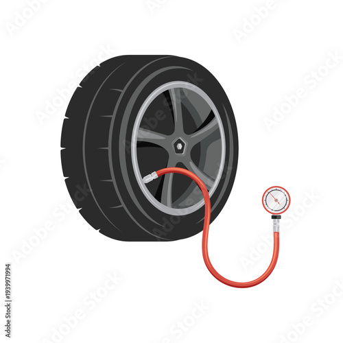 isolated car tire pressure check element design vector illustration design