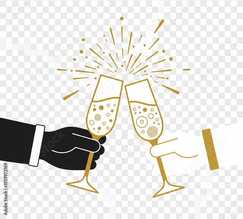 Celebratory toast with champagne flutes being clinked together in a joyful gesture