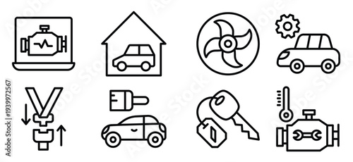 car spare parts solid vector icons