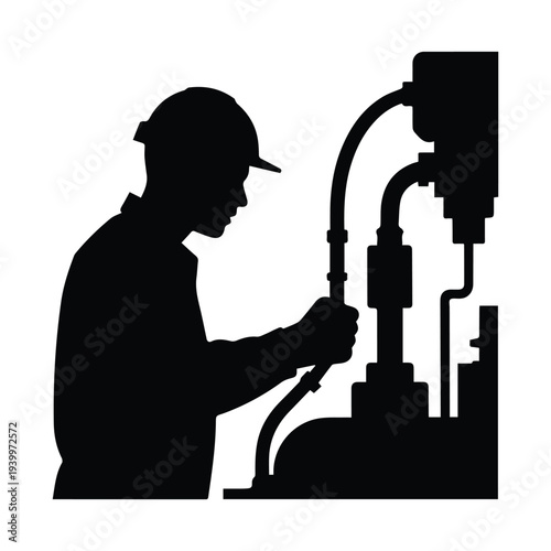 Industrial worker operating heavy machinery in factory setting