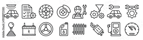  car service line vector icons 
