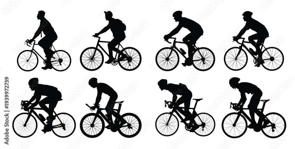 Obraz premium collection active cyclists silhouette illustration