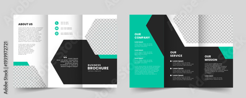 Corporate business trifold brochure template. Minimalist and creative tri fold brochure layout design. Vector