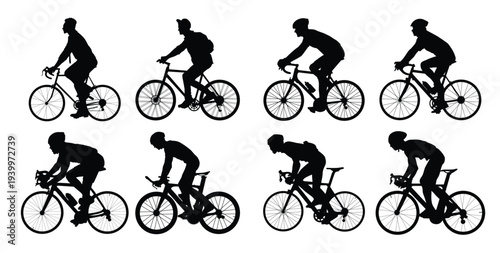 collection active cyclists silhouette illustration