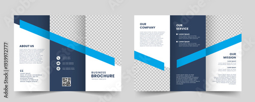Corporate business trifold brochure template. Minimalist and creative tri fold brochure layout design. Vector