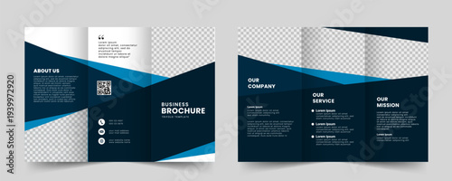 Corporate business trifold brochure template. Minimalist and creative tri fold brochure layout design. Vector