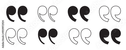 quote mark icons set quotation mark sign and symbol double