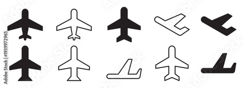  airplane mode ui icon set solid and line offline network