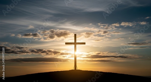 Easter Monday reflections cross silhouette at sunrise