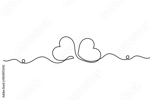 Love shape continuous one line drawing minimalist style isolated outline vector illustration

