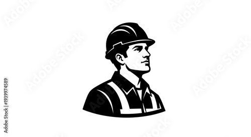 Confident construction worker in hard hat and safety vest