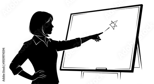 Confident businesswoman presenting on whiteboard in office