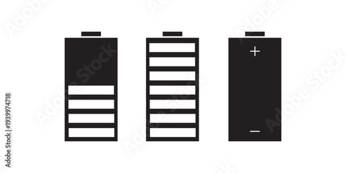 Battery level indicators. Colorful battery charge level icons. Battery power level pictograms in outline style. Battery level indicators. vector illustration eps file.