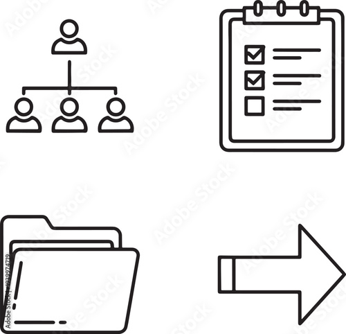 Business organization and management icons set