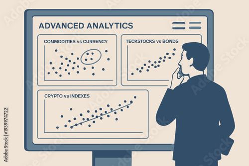 Man Analyzing Advanced Analytics Data on a Computer Screen.
