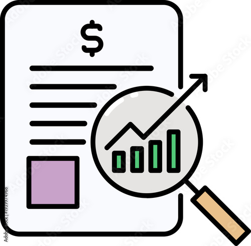 Success chart income icon with outline