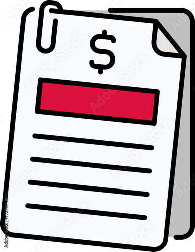 Financial report on paper outline icon