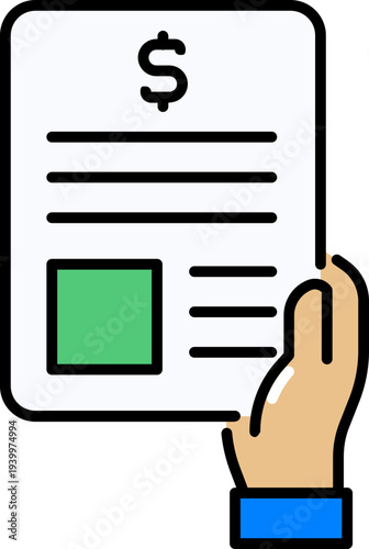 Financial report on paper outline icon