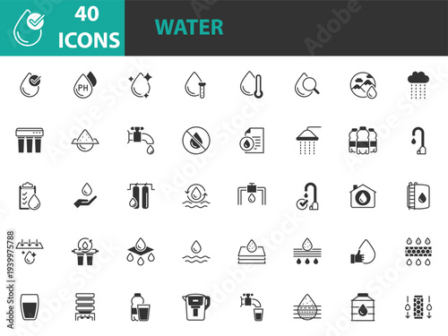 set of water icons, water clean, water purifier