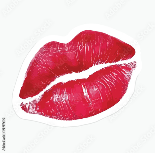 A vibrant red lipstick kiss print showcasing sensual beauty and romantic passion, perfect for Valentine's Day or love-themed designs.