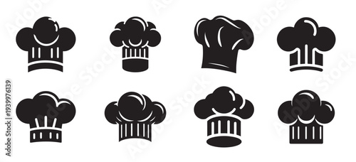 chef hat set on white background