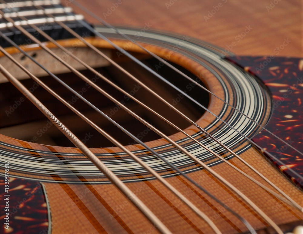 Obraz premium Acoustic Guitar Strings Close-Up