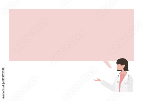 説明をする女医と吹き出しのベクターイラスト素材