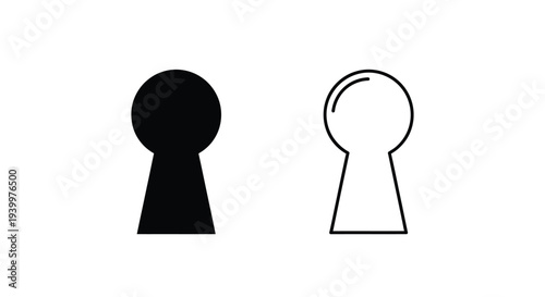 Two keyhole icons one filled and one outlined side by side