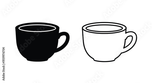 Two simple coffee cups one dark and one light are displayed