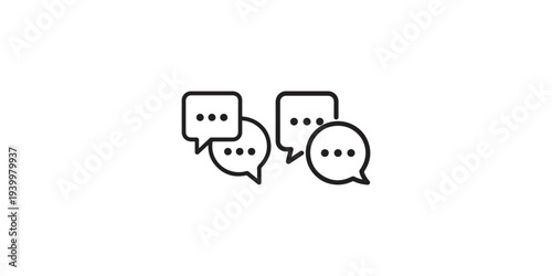Speech bubble icons representing chat and conversation with multiple overlapping message boxes and dots for online communication and customer support