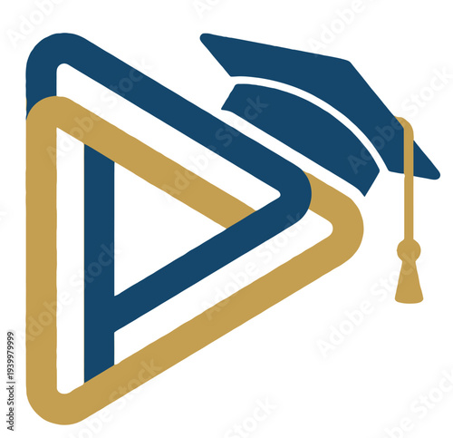 Educational video marketing logo featuring play button and graduation cap
