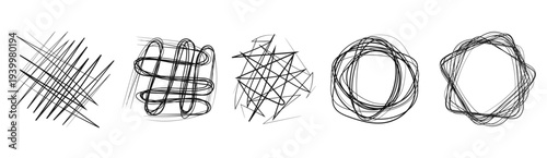 Abstract scribble line thought elements collection illustration vector