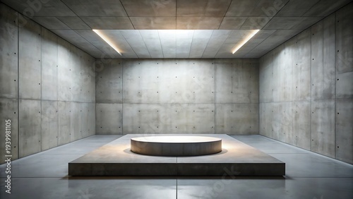Minimal Concrete Room With Central Podium