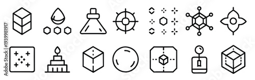 area and dimension concept editable stroke outline icons set