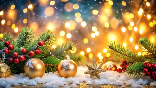 Christmas Background With Sparkling Bokeh Lights