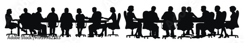 business meeting silhouettes set isolated flat illustration