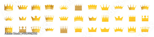Set of golden crowns vector illustration