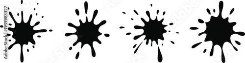 Ink splatter silhouettes illustration, abstract blot artwork, grunge texture vector, creative design icon, artistic pattern graphic drawing