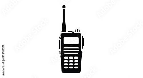 A stark black silhouette of a two way radio showcasing its functional design silhouette high quality professional