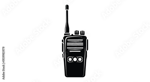 A stark black silhouette of a handheld two way radio showcasing its communication design silhouette high quality