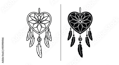 Heart-shaped dreamcatcher earrings illustration