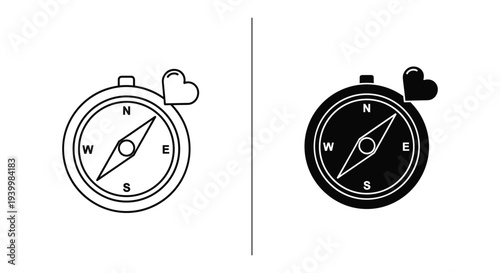 Compass icons in black and white