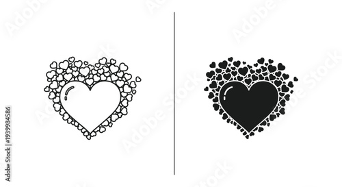 Heart shaped designs in black and white