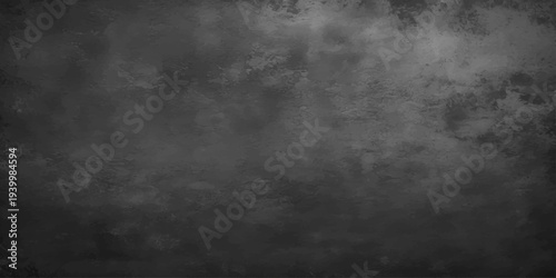 A dark vintage blackboard wall background with a blank grey paper texture and subtle smoke fog patterns for a textured grunge surface design