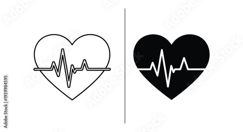 Heartbeat symbol in heart shape icon