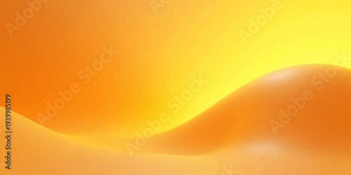 An abstract orange and yellow background illustration featuring a gradient wave pattern with bubbles, light energy lines, and a golden sun motion effect for a summer wallpaper design